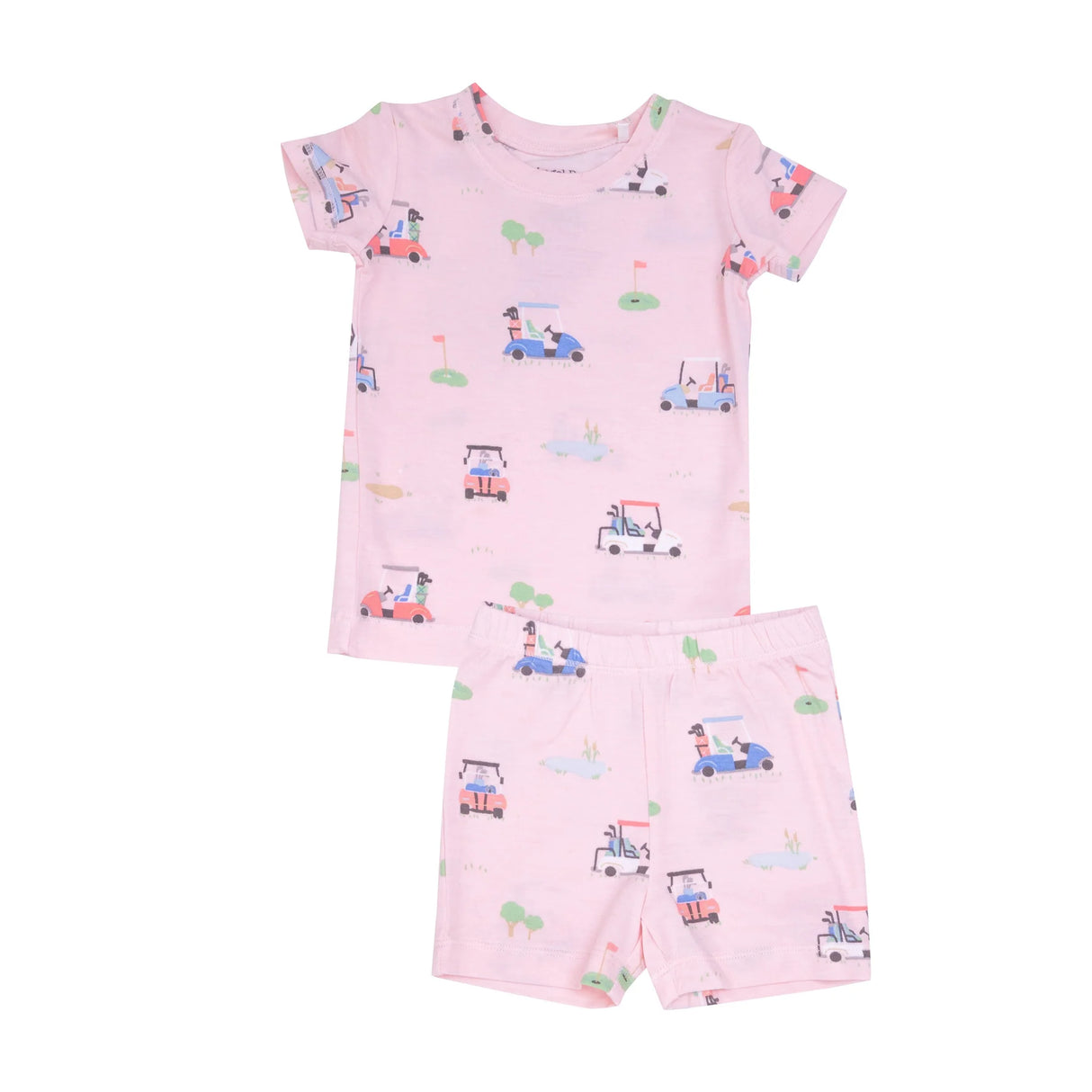 Short Loungewear Set - Golf Carts Pink | Angel Dear - Jenni Kidz