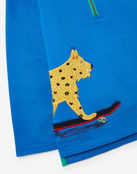 Dale Printed 1/2 Zip Sweatshirt - Blue Lynx | Joules - Jenni Kidz