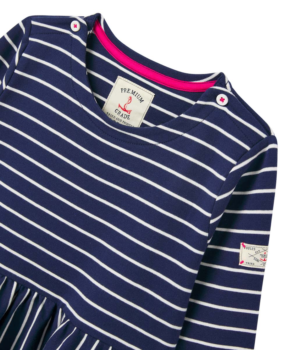 Girls Blue Stripe Nancy Breton Pocket A-Line Dress | Joules - Jenni Kidz