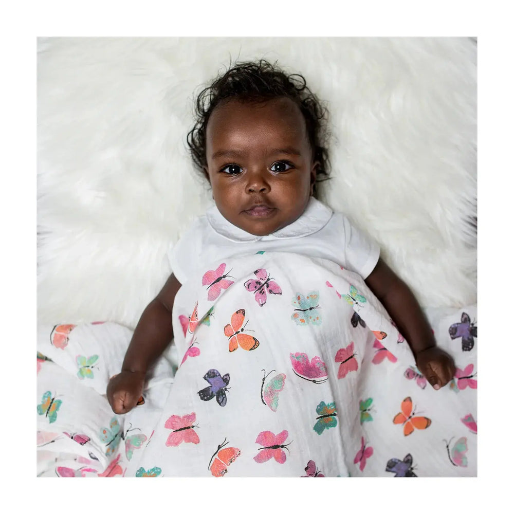 Cotton Muslin Swaddle - Butterfly | Lulujo | Lulujo | Jenni Kidz