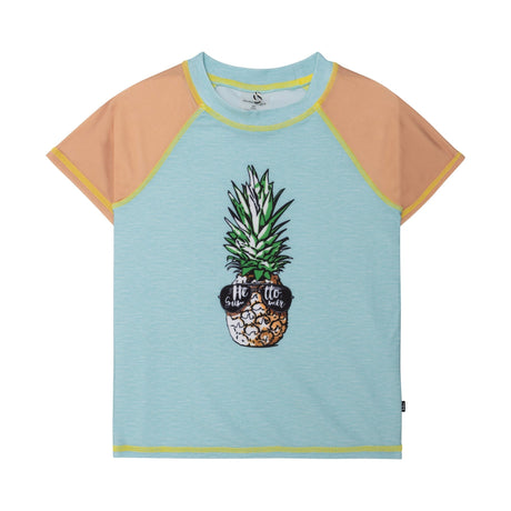Short Sleeve Rashguard Turquoise & Brown Pineapple Print-0