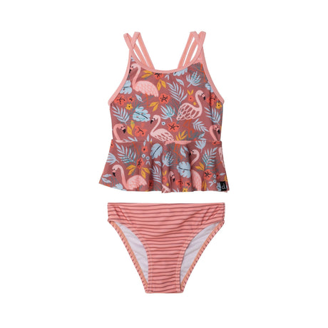Printed Two Piece Swimsuit Cinnamon Pink Flamingos-0