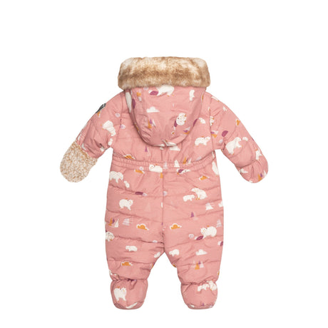 One Piece Baby Snowsuit Ancient Rose With Bear Print-1