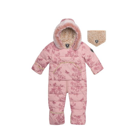 One Piece Baby Snowsuit With Vintage Flower Print-0