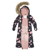 One Piece Baby Snowsuit Black With Rose Print-3