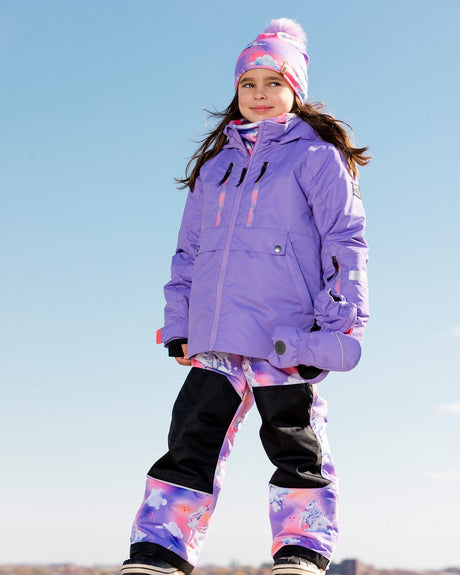 Teknik Two Piece Snowsuit Lavender With Unicorns In The Clouds Print-2