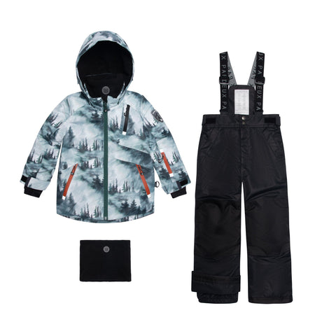 Two Piece Snowsuit Black With Forest Print-0