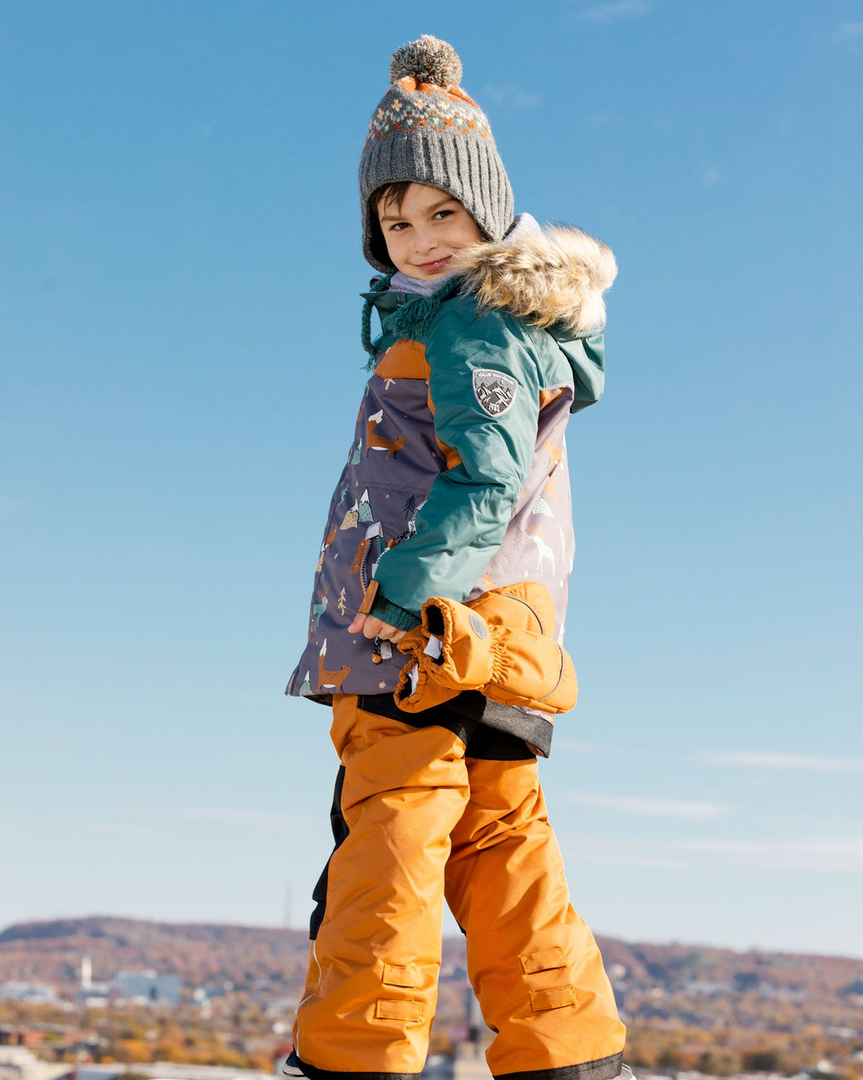 Two Piece Snowsuit Glazed Ginger With Fox Print-1