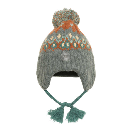 Peruvian Patterned Knit Hat In Grey-0