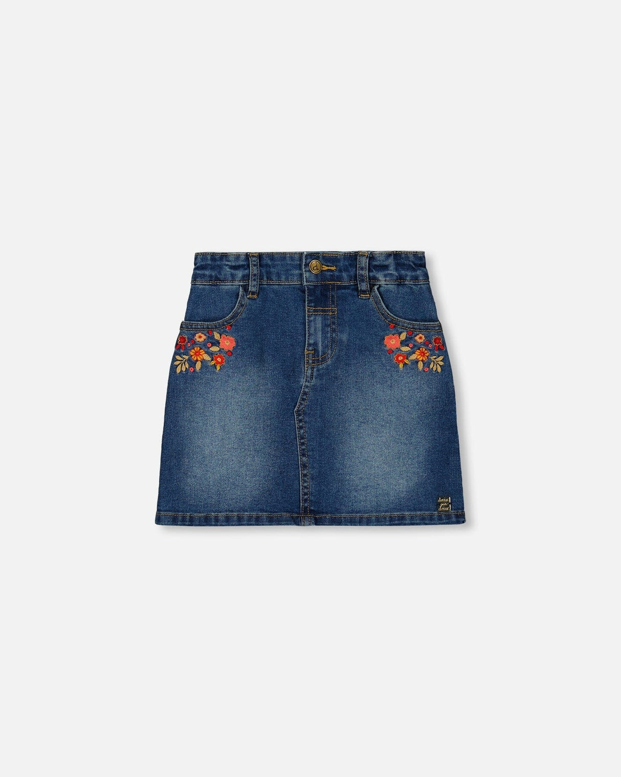 Denim Skirt With Embroidery-0
