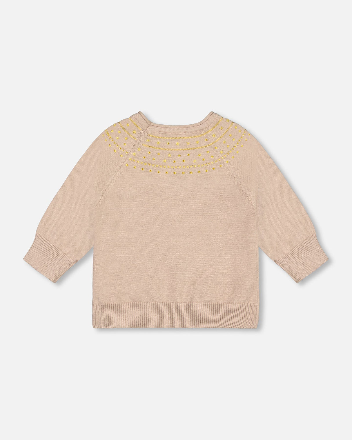 3/4 Sleeve Knitted Sweater Gold Beige-2