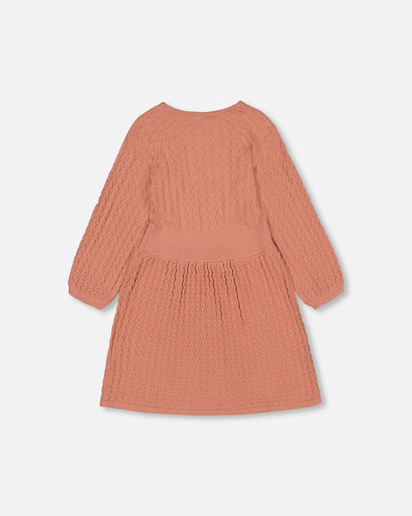 3/4 Sleeve Knitted Dress Cinnamon Pink-1