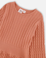 3/4 Sleeve Knitted Dress Cinnamon Pink-2