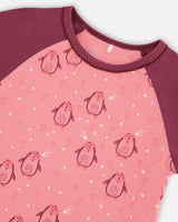 Organic Cotton Long Sleeve Two Piece Pajama Set Pink Penguins Print-3
