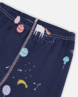 Organic Cotton Long Sleeve Two Piece Pajama Navy Unicorns Print-5