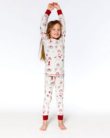 Organic Cotton Long Sleeve Two Piece Pajama Set Oatmeal Mix Christmas Unicorn Print-2