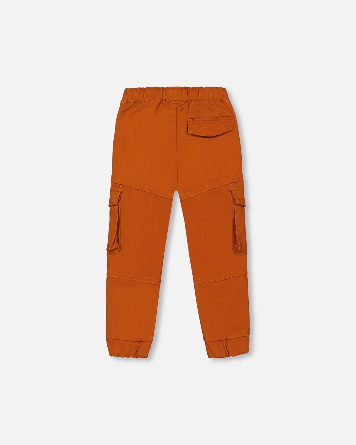 Stretch Twill Jogger Pants With Cargo Pockets Brown-Orange-3