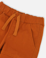 Stretch Twill Jogger Pants With Cargo Pockets Brown-Orange-4