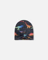 Jersey Hat Black Dino Multicolor Print-2