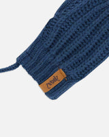 Baby Knitted Mittens With String Navy-2