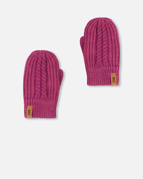 Knitted Mittens Burgundy-0