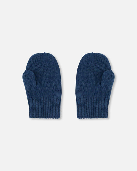 Knitted Mittens Navy-1