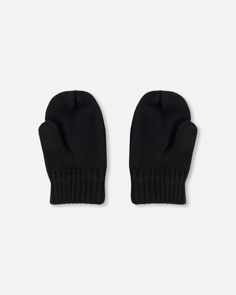 Knitted Mittens Black-1