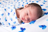 ORGANIC SWADDLE - BLUE BUTTERFLY-5