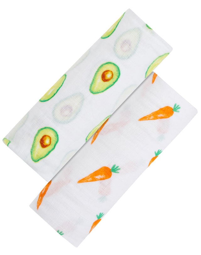 ORGANIC SWADDLE SET - FIRST FOODS (Avocado + Carrot)-0